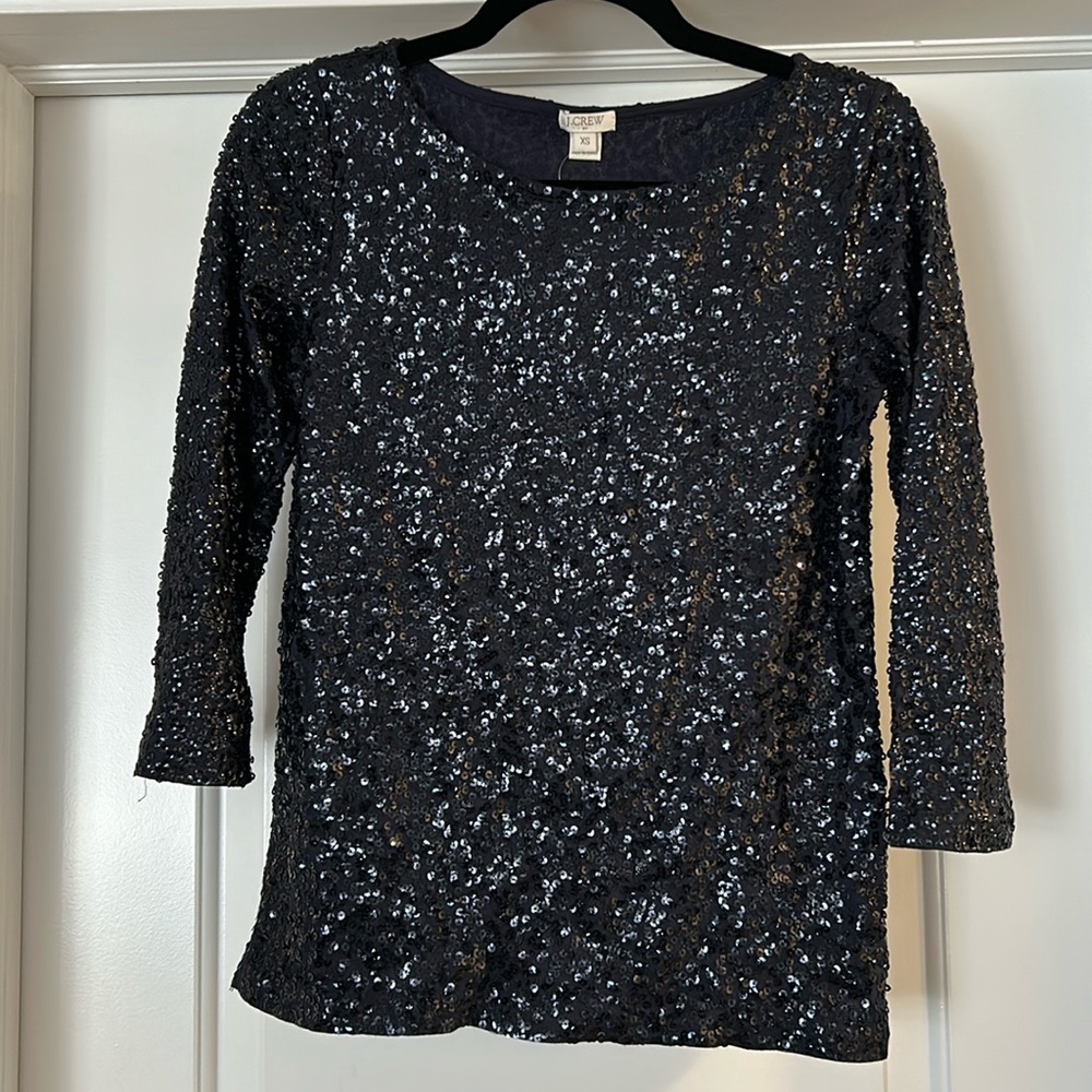 Jcrew Factory XS navy sequin top